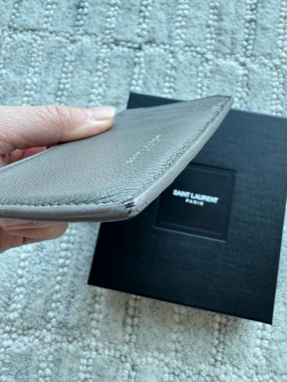 **SOLD** Saint Laurent Gray Pebbled Leather Zip Card Holder - Picture 5 of 10